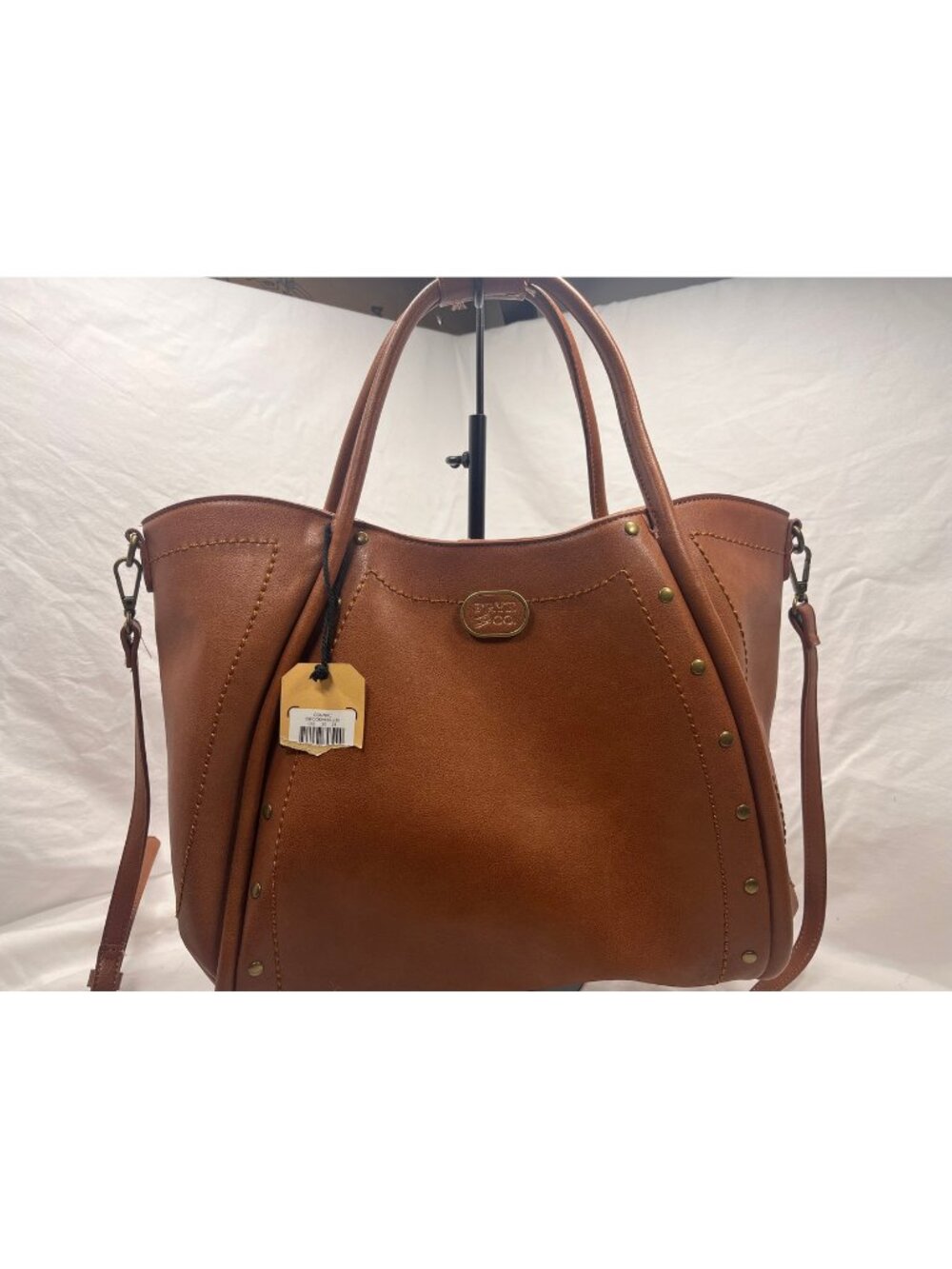 Frye & Co Cognac Brown Satchel Tote Faux Leather Shoulder Crossbody Bag